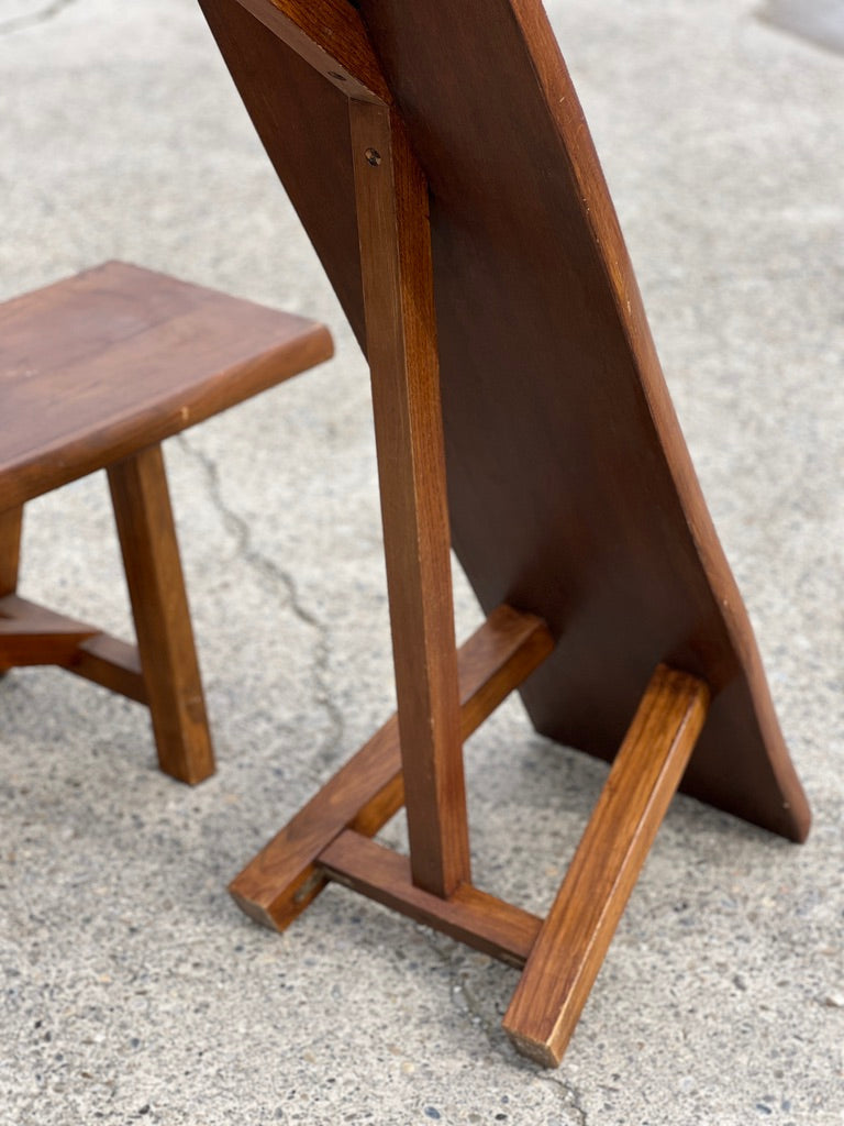 Paire de bancs vintage en bois massif 1960