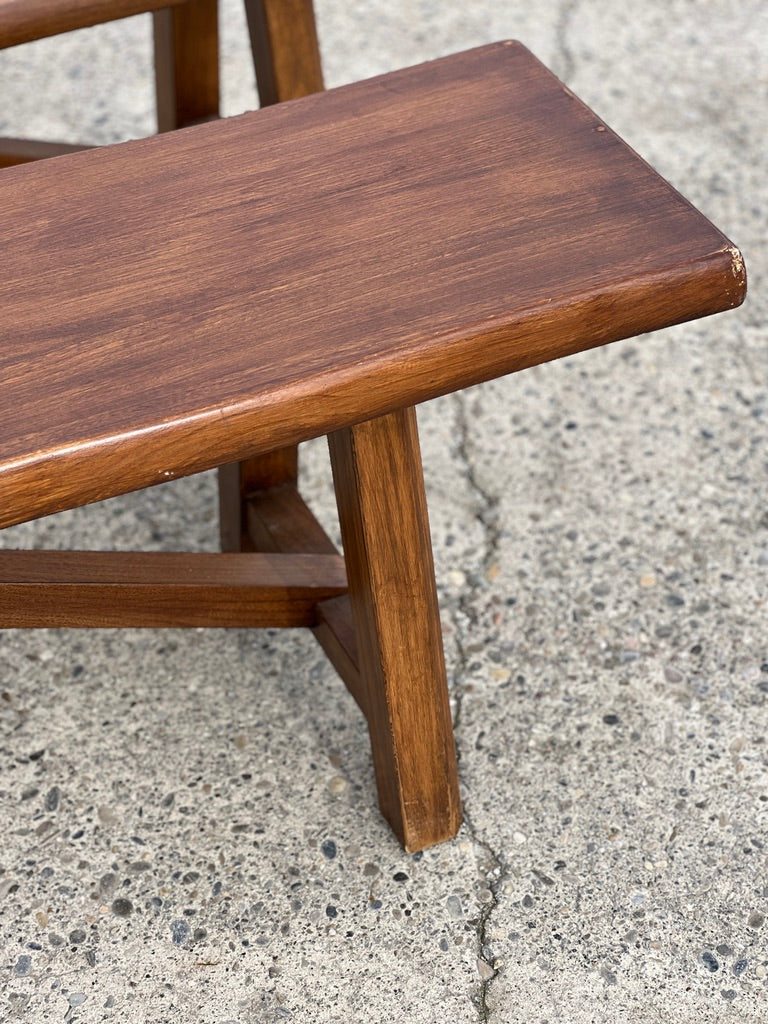 Paire de bancs vintage en bois massif 1960