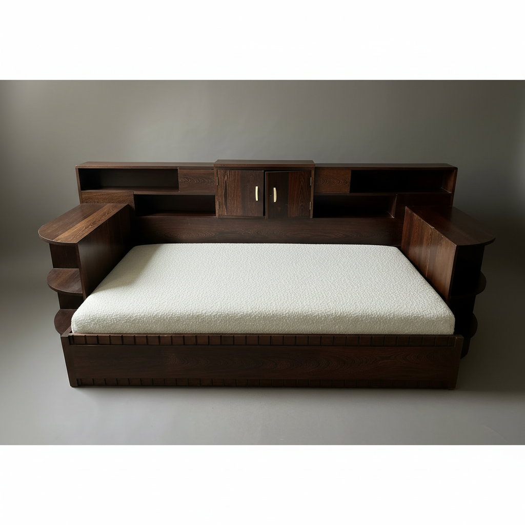 Daybed Art Déco en bois de palmier 1930