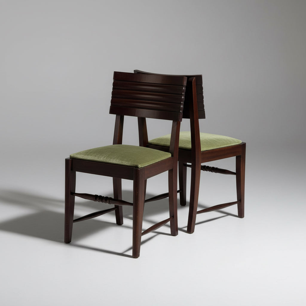 Ensemble de 6 chaises Art Déco françaises numérotées Gaston Poisson 1940