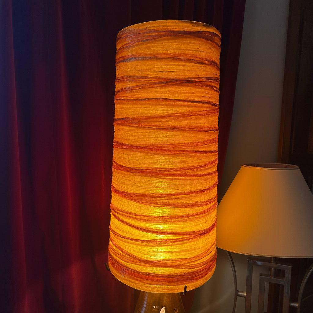 Lampe Accolay en terre cuite, abat jour résine à double éclairage 1960