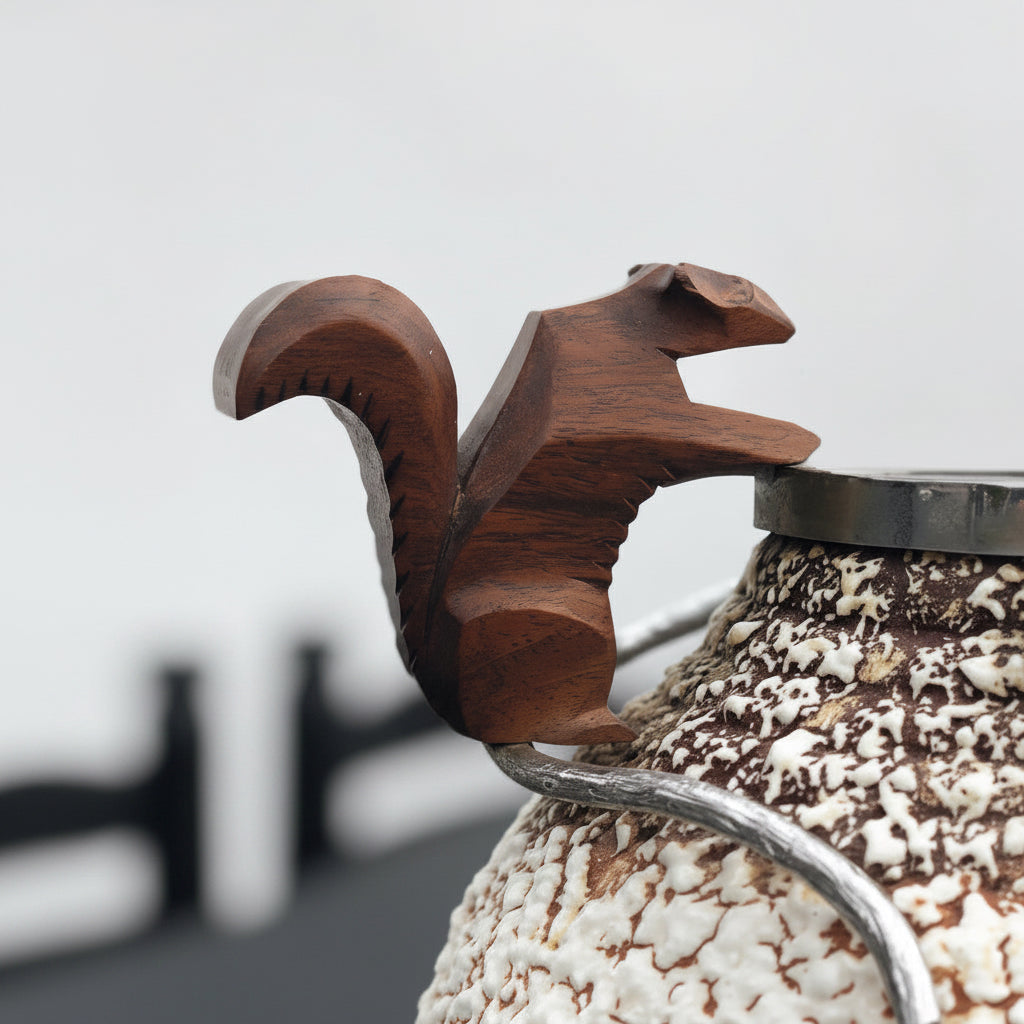 Pied de lampe Art Déco en céramique et bronze par André Villien, 1930s