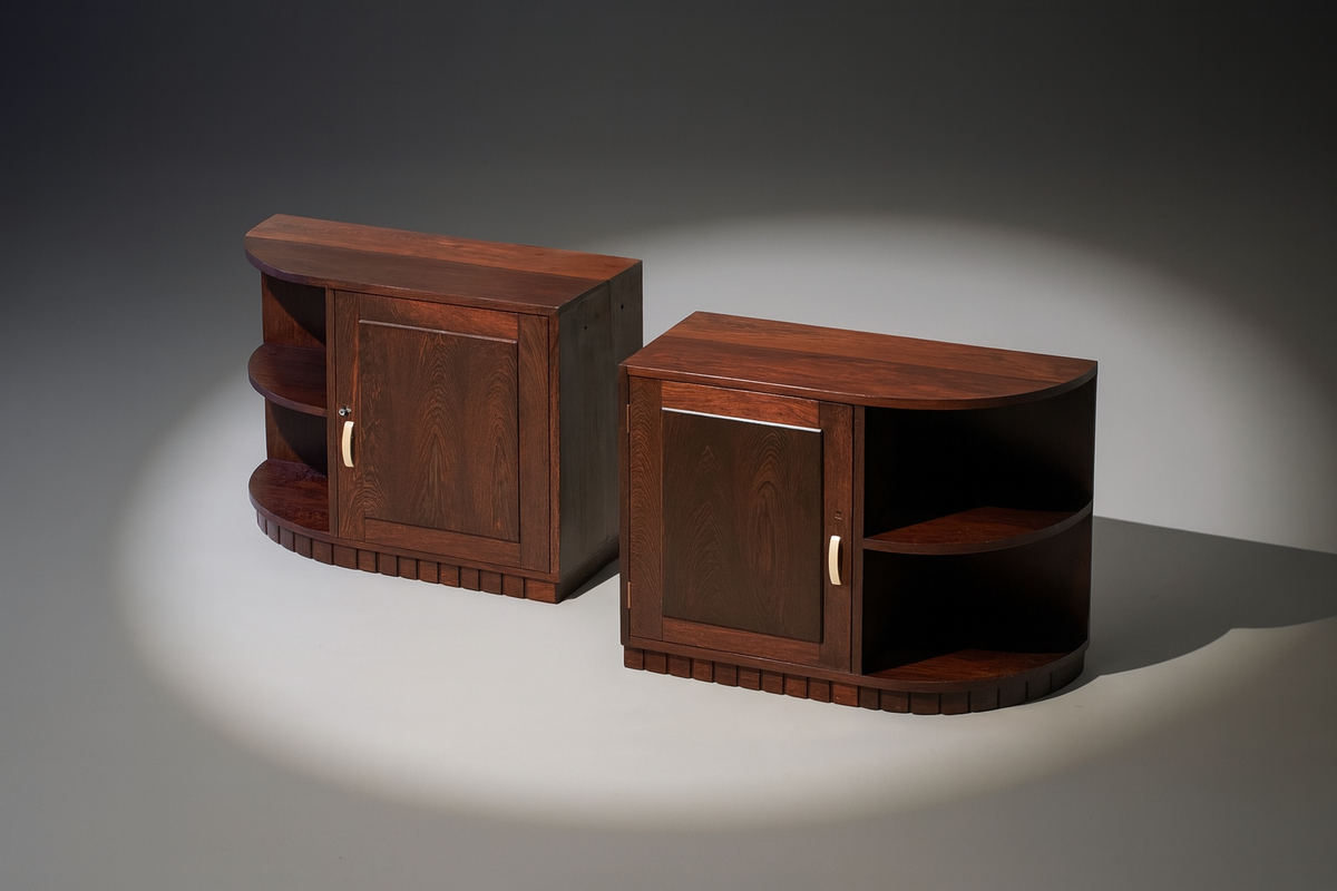 Importante Paire de chevets Art Déco en bois de Palmier 1930