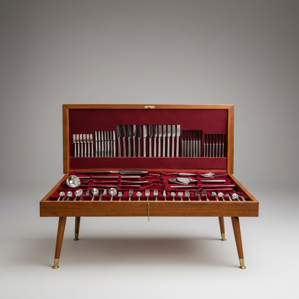 Meuble ménagère moderniste en bois, Pfeiffer Solingen 1967