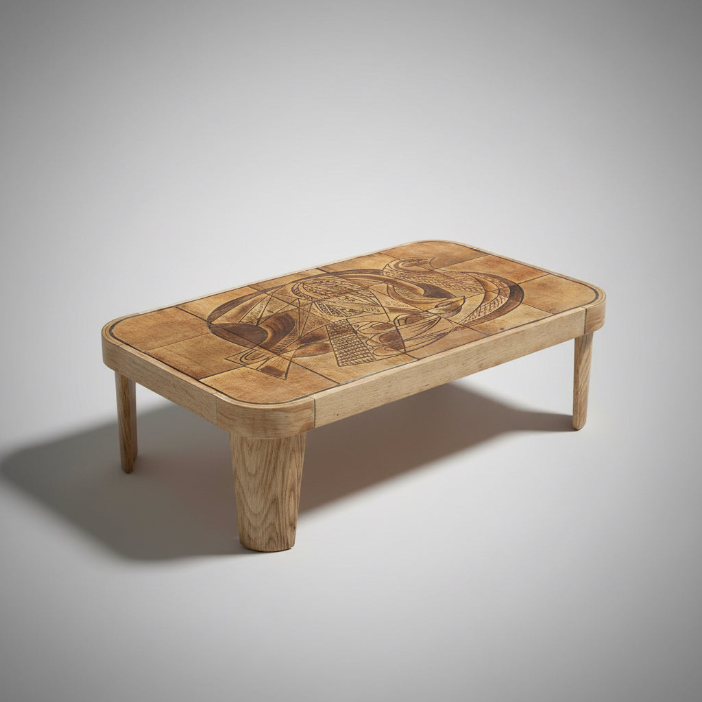Table basse Raymonde Leduc modèle "Colombe" Vallauris 1960