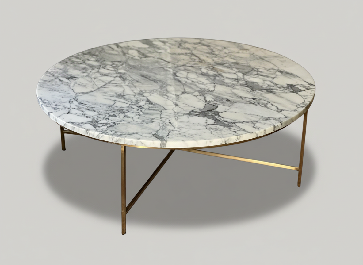 Table basse Paul McCobb en marbre et laiton 1955