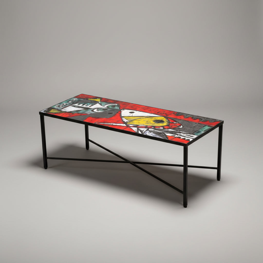 Table basse Janette et Georges Picard en céramique, Vallauris 1960