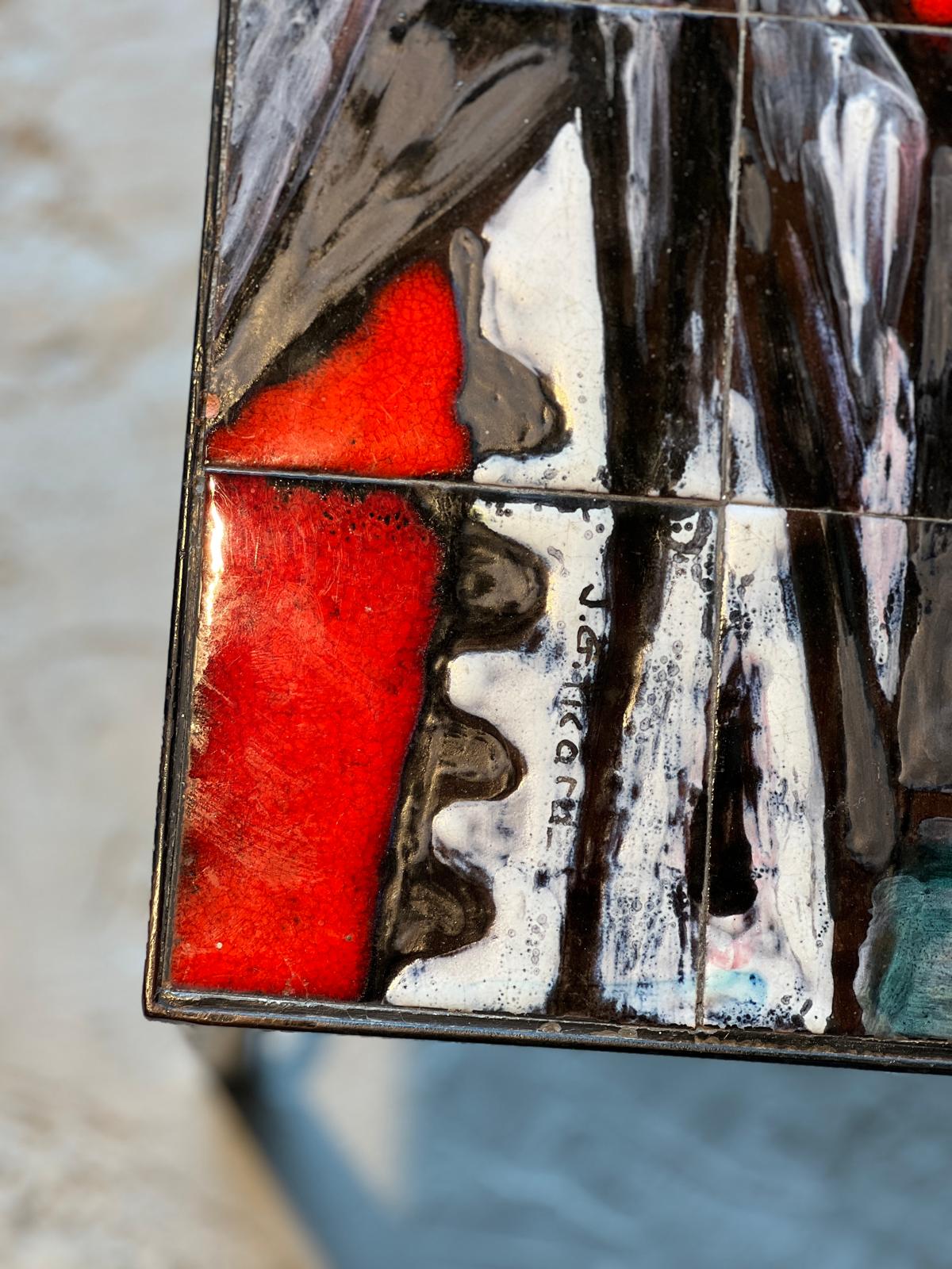 Table basse Janette et Georges Picard en céramique, Vallauris 1960