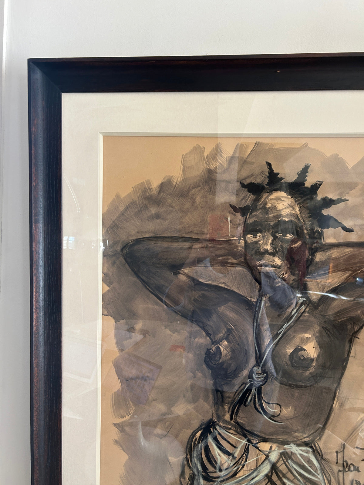 Dessin Gouache Charbon par Poulain Jean, 1947