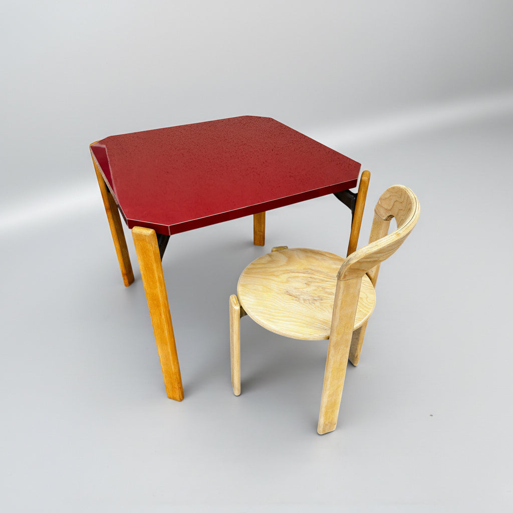 Table Bruno Rey en Formica rouge pour Dietiker, années 1970