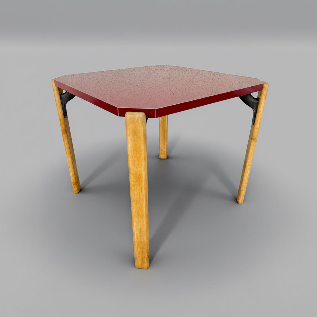 Table Bruno Rey en Formica rouge pour Dietiker, années 1970