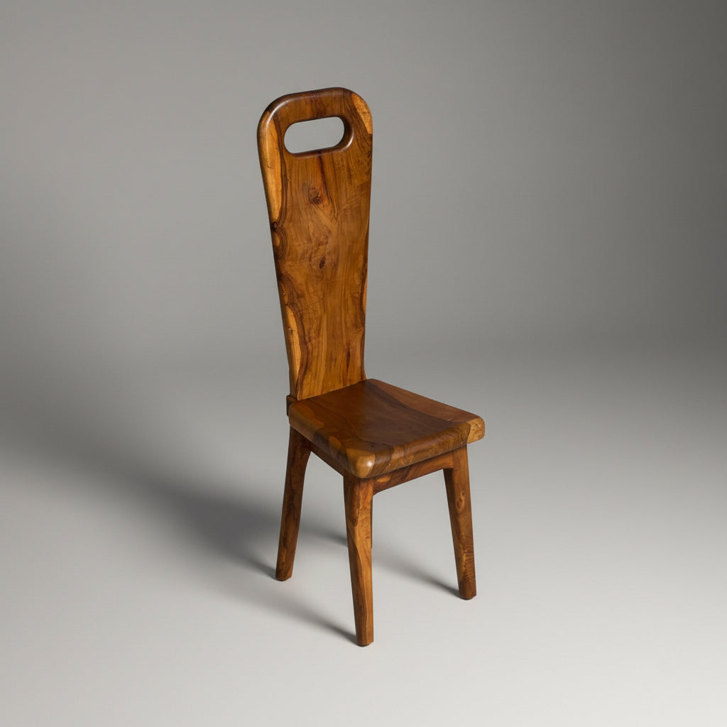 Ensemble de 6 chaises sculpturales en olivier massif, France, années 1960
