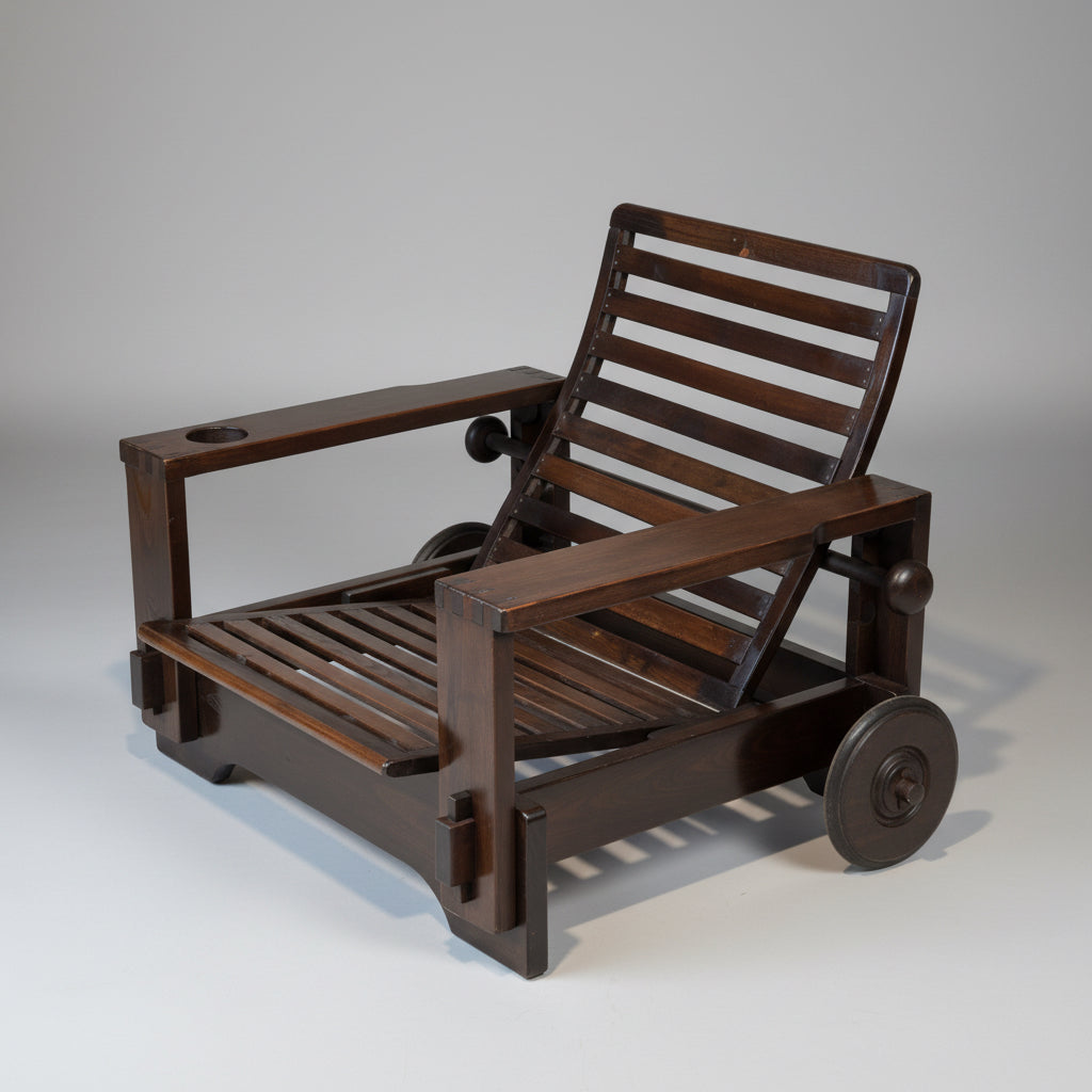 Fauteuil en bois avec son ottoman, attribué aux Editions Asko 1965