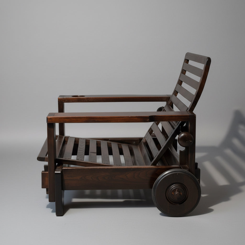 Fauteuil en bois avec son ottoman, attribué aux Editions Asko 1965