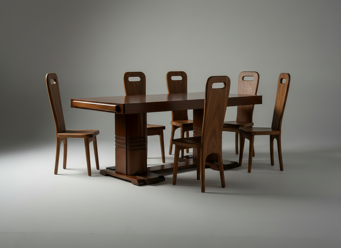 Table Art Déco française en chêne, Dudouyt, 1940