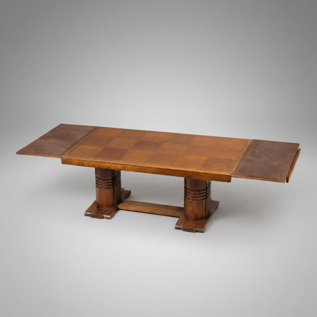 Table Art Déco française en chêne, Dudouyt, 1940